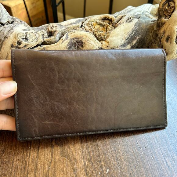 Vtg Large Pierre Cardin Brown Leather Wallet Checkbook Designer - Picture 2 of 10